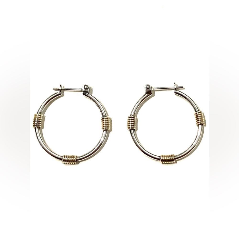James Avery Retired Kalahari Sterling 14K Gold Hoop Earrings